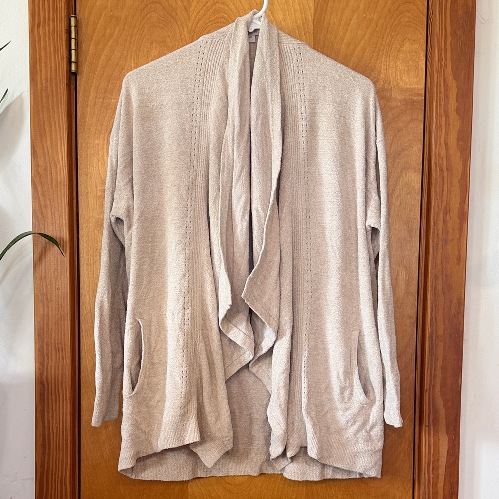 Barefoot Dreams Cozy Chic Ultra Lite Drape Front Pointelle Cardigan